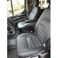 Pasvorm stoelhoezen set (stoel en stoel) Ford Transit Custom 2012 /m heden - Kunst leer zwart