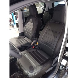 Pasvorm stoelhoezen set Volkswagen Up / Seat Mii / Skoda Citigo - 2012 t/m heden - Kunstleer zwart