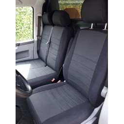 Pasvorm stoelhoezen set (stoel en duobank) Volkswagen Transporter T5 2003 t/m 2015 - Stof zwart
