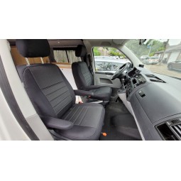 Pasvorm stoelhoezen set (stoel en stoel) Volkswagen Transporter T5 2003 t/m 2015 - Stof zwart