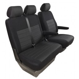 Pasvorm stoelhoezen set (stoel en duobank) Ford Transit 2014 t/m heden - Stof zwart
