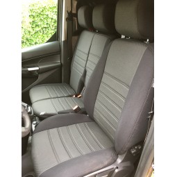 Pasvorm stoelhoezen set (stoel en duobank) Ford Transit Connect 2014 t/m 2018 - Stof zwart