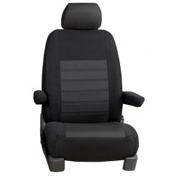 Pasvorm stoelhoezen set (stoel en stoel) Mercedes Sprinter 2018 t/m heden (COMFORTLINE STOEL voor bestuurder en passagier) - Stof zwart